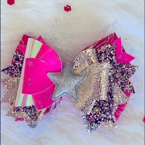 Handmade Pink Hair Bow for Girls and Toddler Size 4.5”